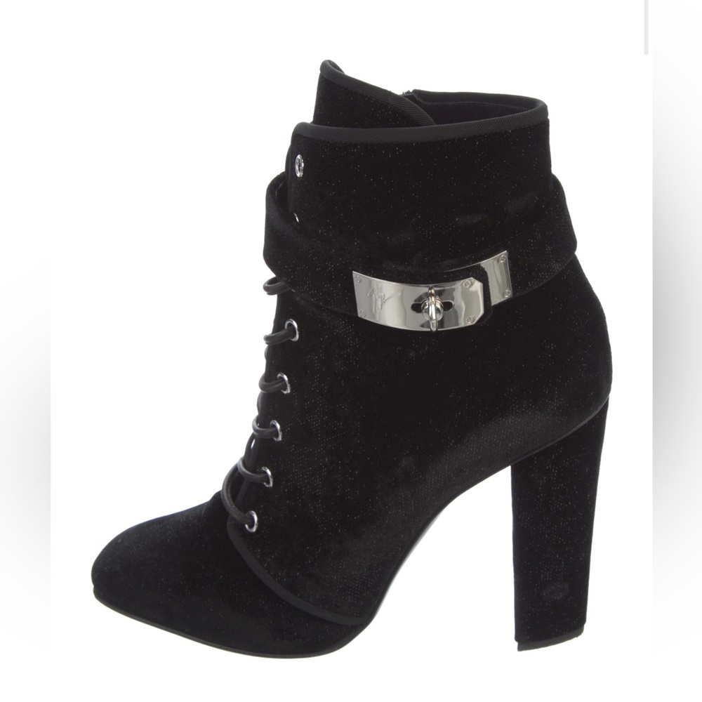 Giuseppe Zanotti Velvet Ankle Lace-Up Boots